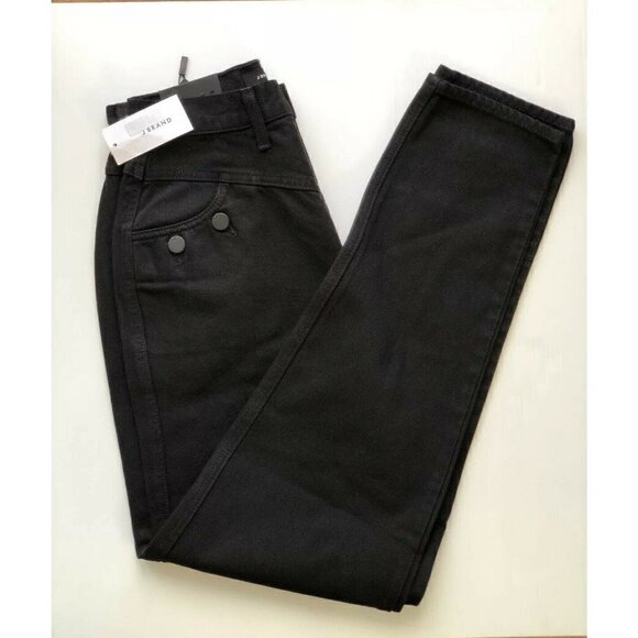 J Brand Women's Black X Elsa Hosk Playday Tapered High-rise Denim Jeans Size 25 - Picture 11 of 12